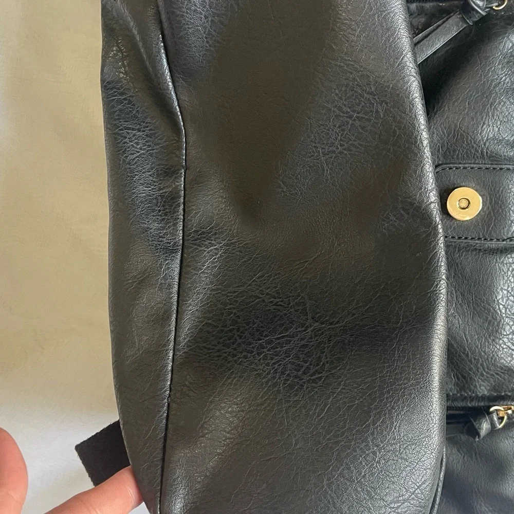 Black‎ Backpack with Fold-Over Flap and Top Handle
